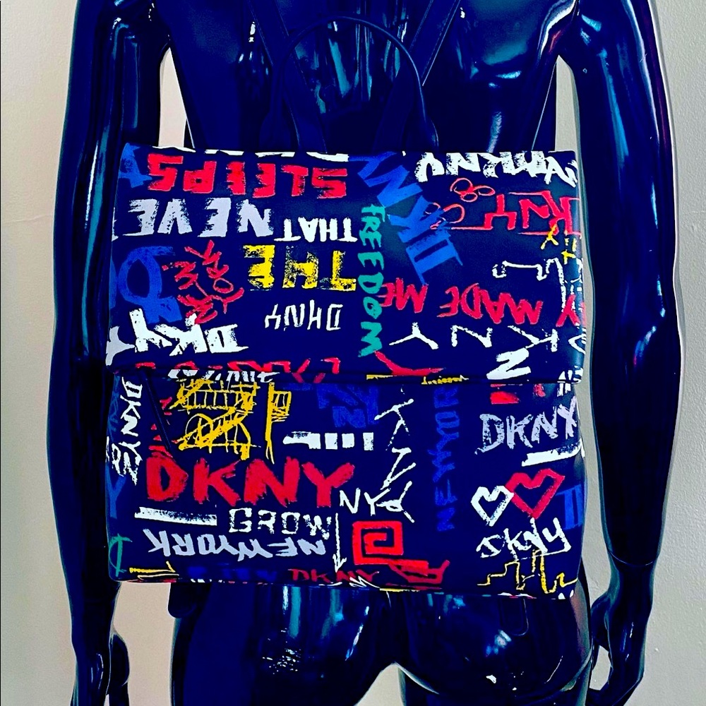 DKNY Tilly Fold-over Backpack graffiti print